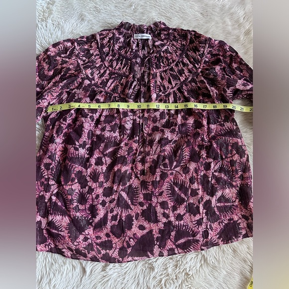Ulla Johnson Yulia Silk Blend Blouse Top in Bordeaux Metallic Size 6 - Picture 8 of 13